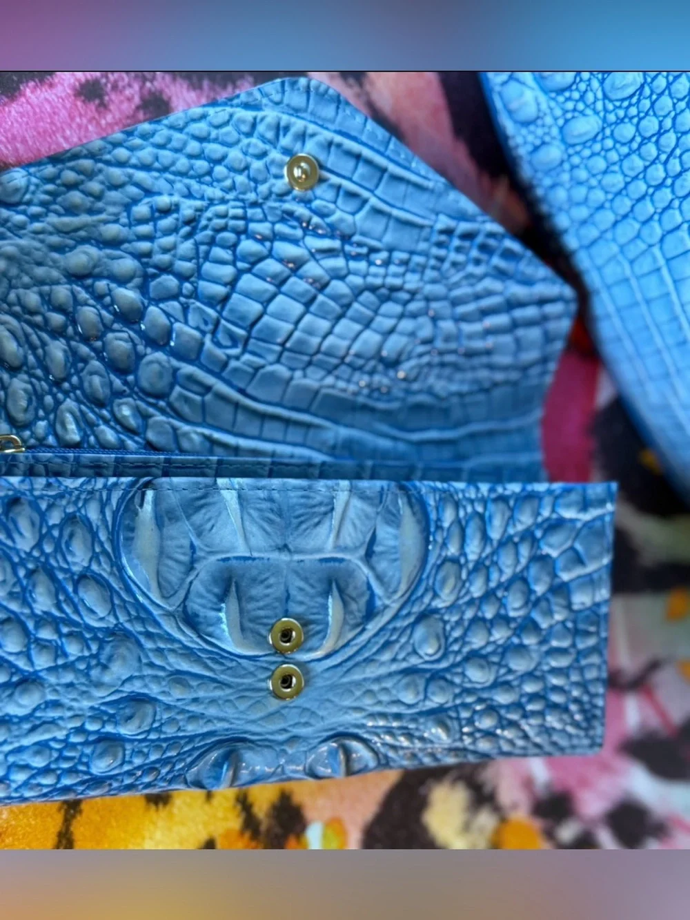 SET Brahmin Fallon Aura Blue Shoulder Bag leather Sky Blue & Wallet NWT